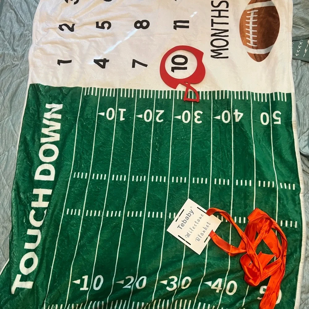 Football Milestone Blanket - Green and White